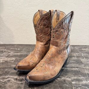 Black Star Studded Leather Cowboy Boots